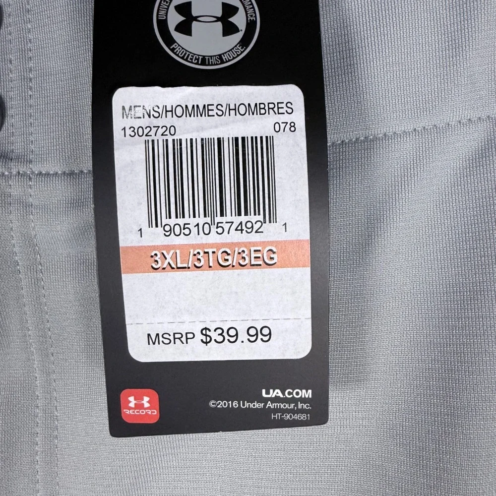 Under Armour‎ Mens HeatGear Baseball Pants Gray Blue Relaxed Fit 3XL NWT